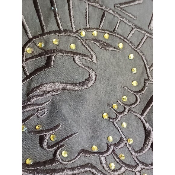 Manzini Brown Dress Shirt Mens XL Button Front French Cuff Embroidery Eagle - Picture 7 of 12